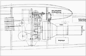 Technical drawing through the flapping wing drive